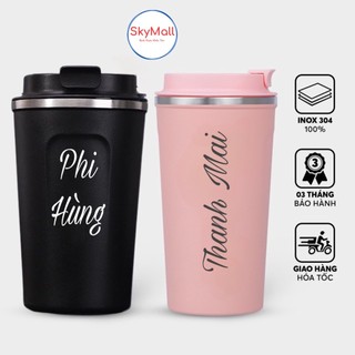 Cốc giữ nhiệt 510ml, ly coffee holic inox 304, ly giữ nhiệt 12h khắc tên theo yêu cầu tặng Sticker1