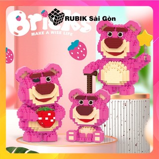 Gấu dâu bricks bộ đồ chơi lắp ráp mini gấu dâu gấu hồng mô hình lắp ghép xếp hình chibi 3d trí tuệ