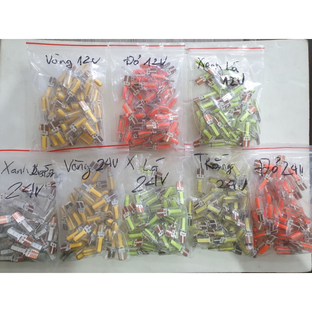 Bóng đèn demi ban ngày  chân T10. nhiều màu. giá 1 cặp