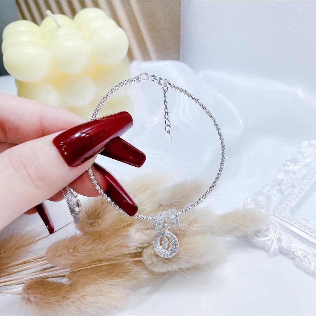Lắc tay nữ bạc thật, vòng tay xoắn gắn thẻ chữ cái đính đá theo tên  siêu hot - Kho sỉ bạc Nhất Linh