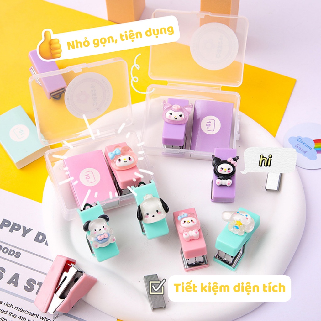 Đồ bấm giấy siêu mini Sanrio kèm kim bấm purpleheartbora