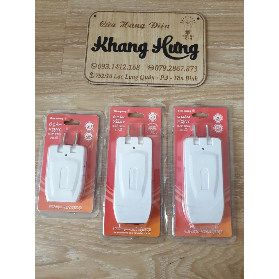 Phích cắm chia 3 lỗ, 4 lỗ, 5 lỗ dạng xoay 360 độ gấp gọn Điện Quang