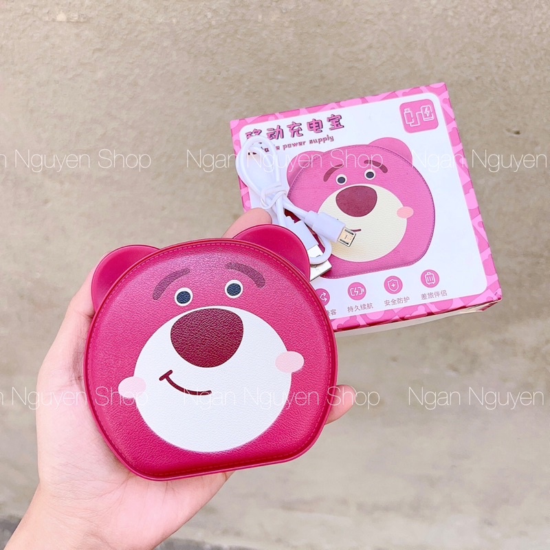 Sạc Dự Phòng Gấu Dâu Lotso Strawberry Toy Story 10000mAh - Hàng Có Sẵn HCM
