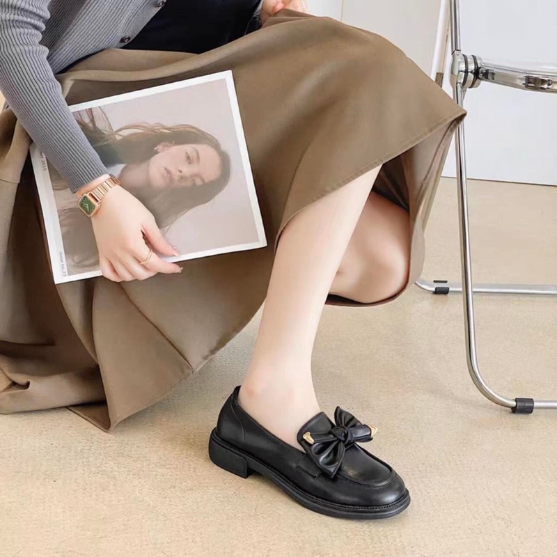 Giày moca nơ da mềm - Bunny Shoes