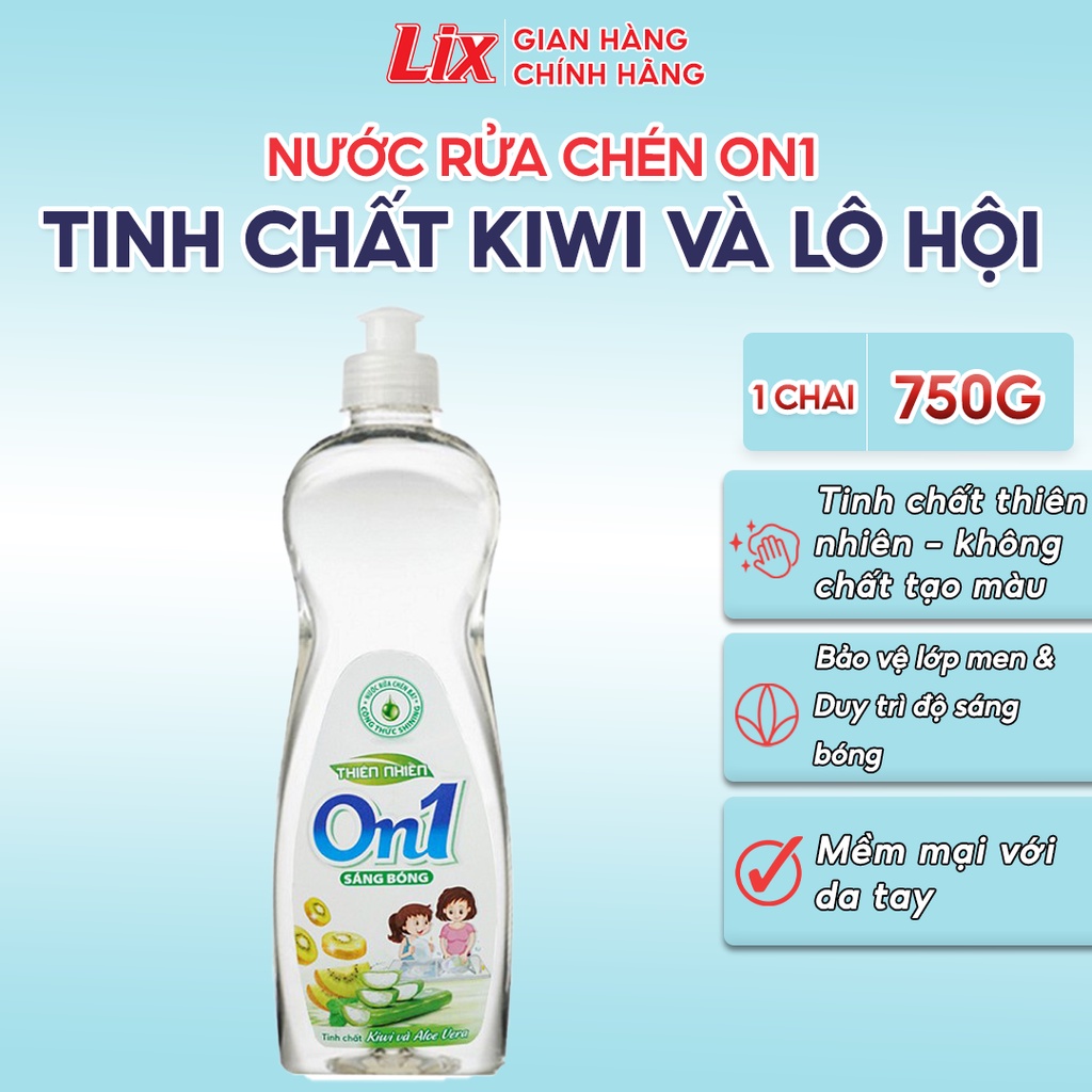 Nước rửa chén On1 tinh chất kiwi và aloe vera 750g sạch bóng vết dầu mỡ N5009