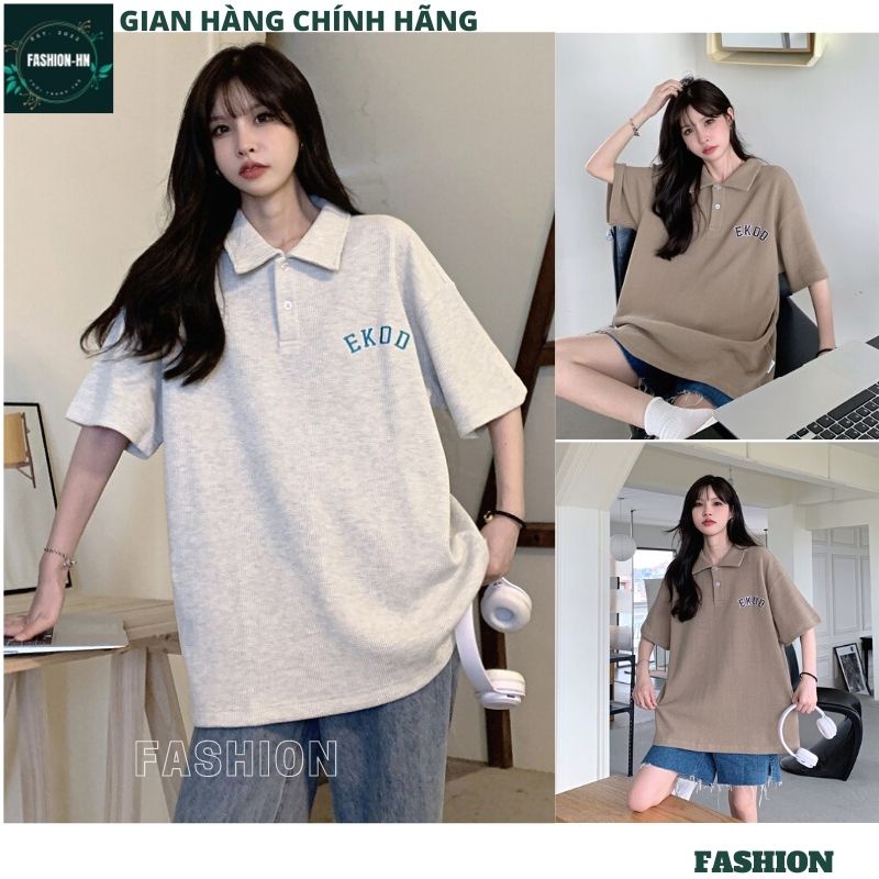 Áo thun Polo nam nữ from rộng có logo ờ ngực Chất vải tổ ong mềm mát, trẻ trung phong cách Hàn Quốc hot - FASHION