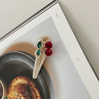 Kẹp tóc mái mỏ vịt đính đá Modleaf Cherry pin Hàn Quốc