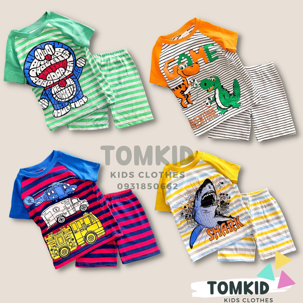 Đồ bộ cho bé trai bộ cộc tay cho bé chất cotton borip dày dặn thoáng mát 09-23kg Tomkids