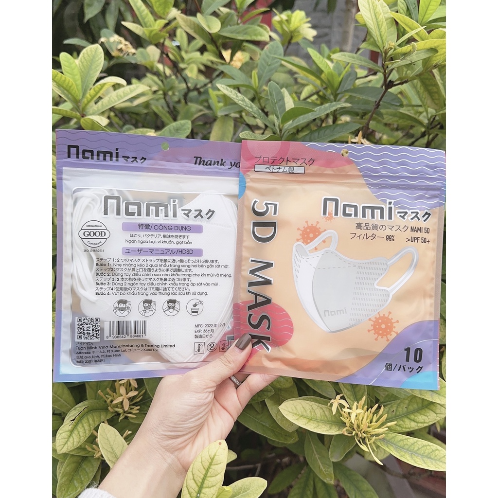 Một thùng 100 cái khẩu trang 5D Thái Lan công nghệ mới túi zip T.M