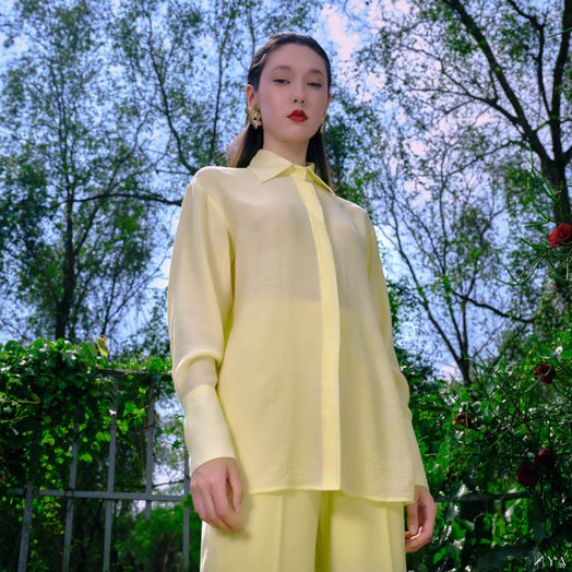 Quần suông lưng cao lu giữa xẻ túi khóa sau Sunflower Pants | NYA STUDIO