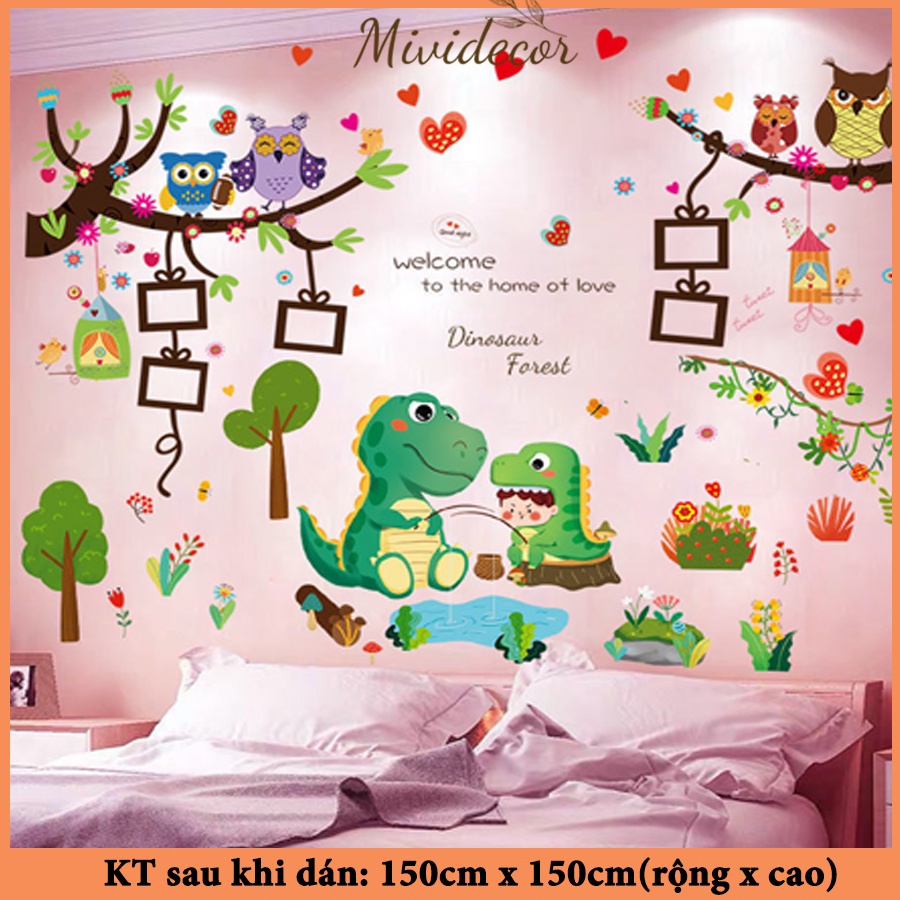 Decal Khủng long trang trí phòng bé trai trang trí lớp học