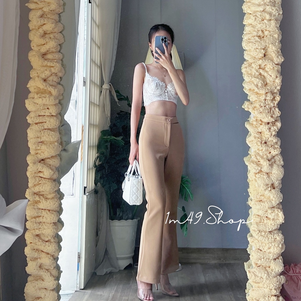 Quần Ống Loe Cạp Cao Tôn Dáng Chất Cát Hàn Co Giãn P109