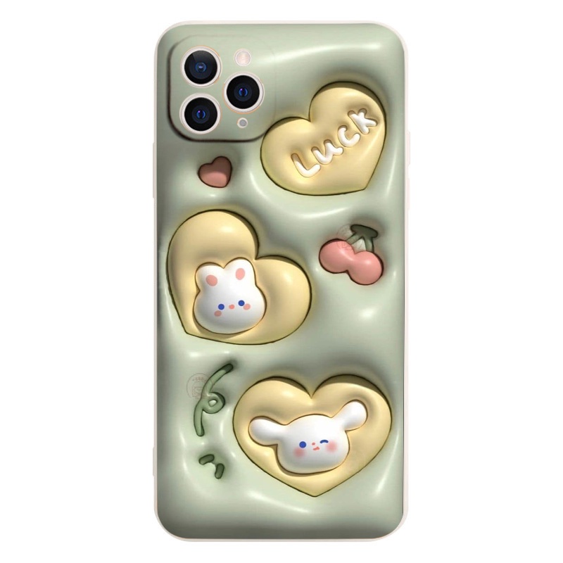 Ốp silicon iphone tim vàng thỏ luck ip 7plus 8plus x xsmax 11 12 13 14 pro max promax 11promax 12promax 13promax  e4119