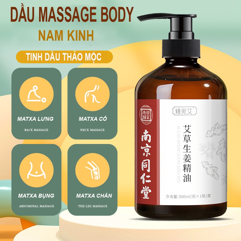 Dầu Massage Body Nam Kinh tinh dầu thảo mộc gừng , hạt nho ngũ vị tử massage oil mát xa thư giãn, thải độc, ngủ ngon