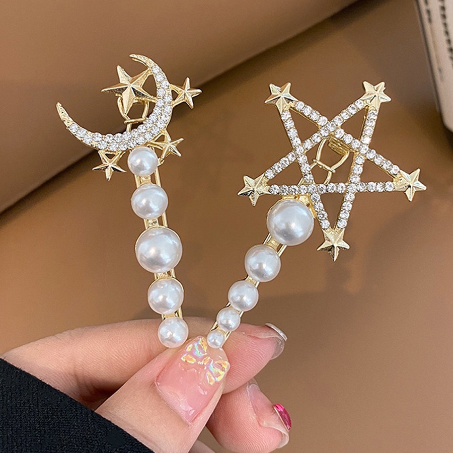 Kẹp Tóc Hình Hành Tinh / Mặt Trăng Đính Pha Lê Lấp Lánh Thời Trang Cho Nữ