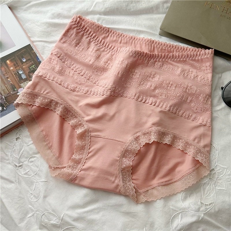 Quần Lót Cotton Cạp Cao Ren Ôm Bụng Định Hình Vòng 3, Thoáng Mát, Kháng Khuẩn Chống Viễm Nhiễm