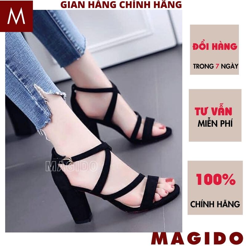 Giày Cao Gót Sandal Quai chéo Cao 7 Phân Dây Cài, Dép cao gót đẹp tôn dáng - MAGIDO