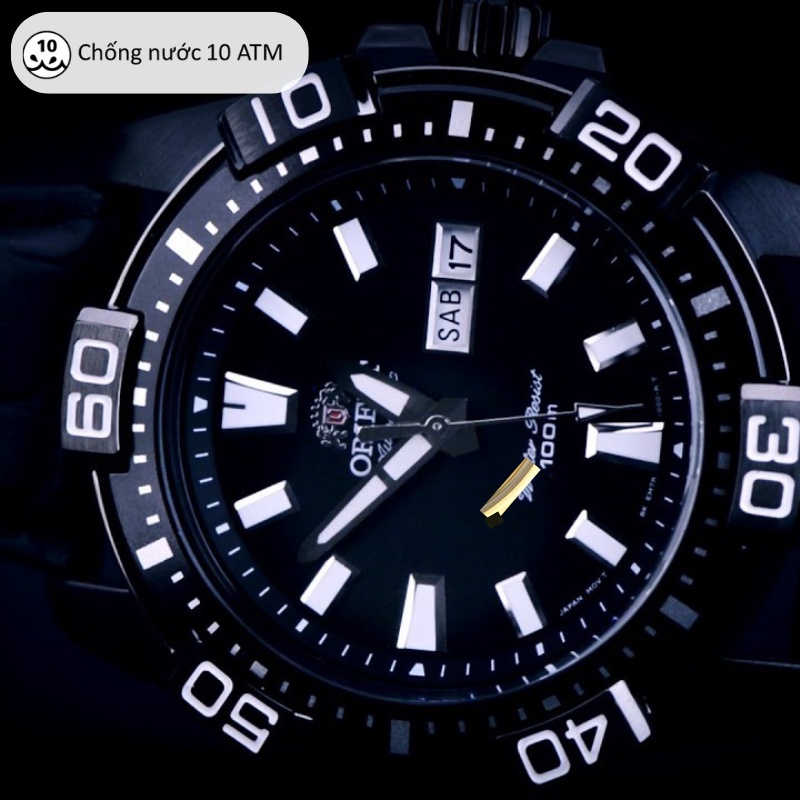 Đồng hồ nam Orient Watch Sport FEM7R004B9 thiết kế thể thao bơi lặn máy cơ Automatic chống nước kim dạ quang dây da