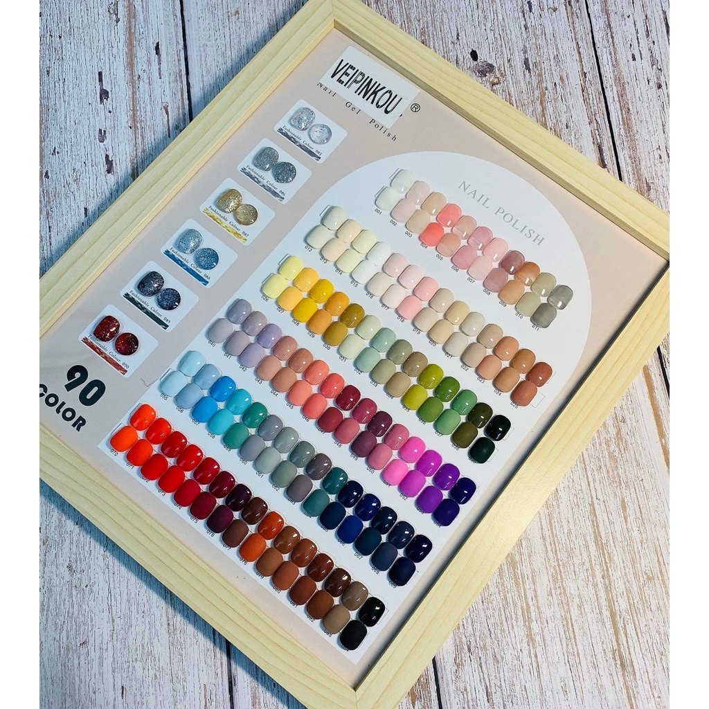 Set Sơn Gel 90 Màu - VEIPINKOU- tặng kèm bảng màu và cặp base top