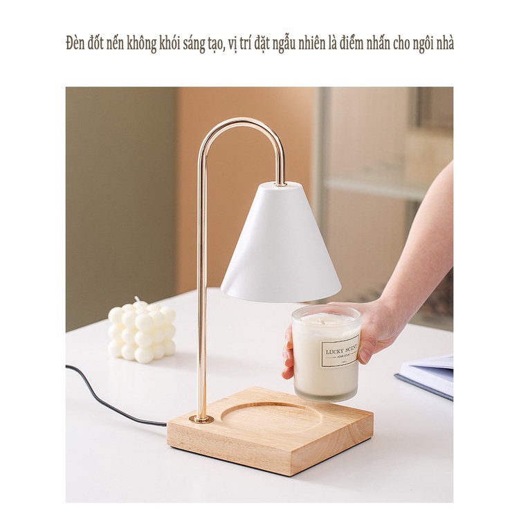 Xông Phòng Nóng Chảy Đèn Sáp Hương Thơm Tinh Dầu Nóng Chảy Đèn Nến Phòng Ngủ Đầu Giường Bằng Gỗ Đèn Ngủ Để Bàn