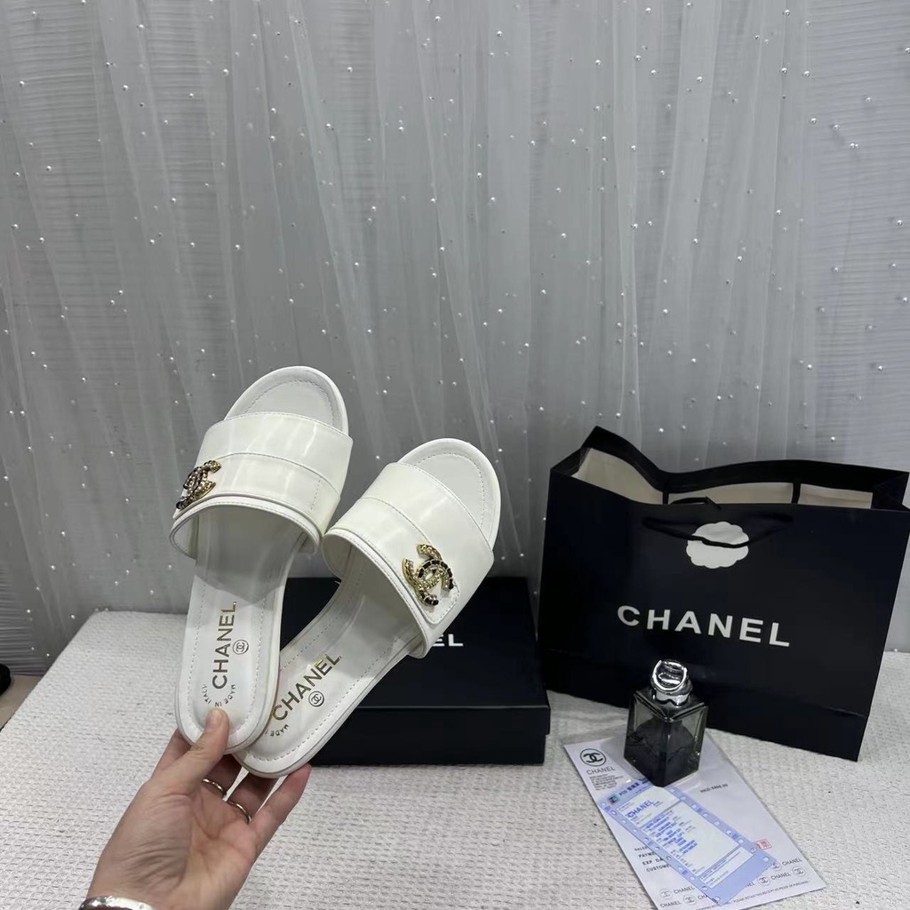 Dép Lê Quai Ngang Hàng Fullbox Màu Đen, Trắng Thời Trang Đế Chống Trơn Trượt Size 35-39