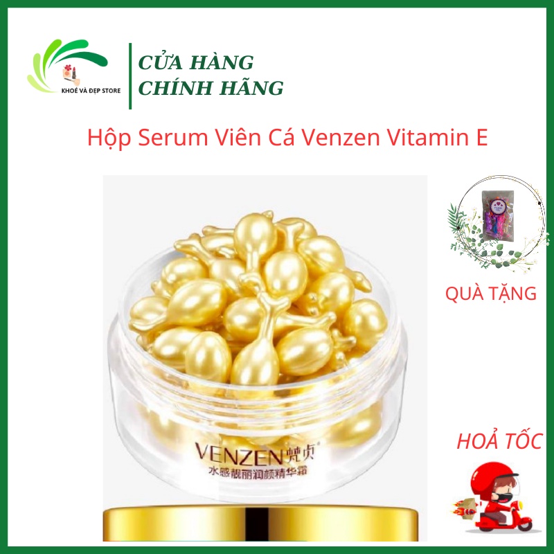 Serum Dưỡng Da Mặt Dạng Viên Trắng Hồng Dưỡng Ẩm Tinh Chất Cá Hồi Hộp Serum Viên Cá Venzen Vitamin E - Dưỡng Ẩm Trắng D