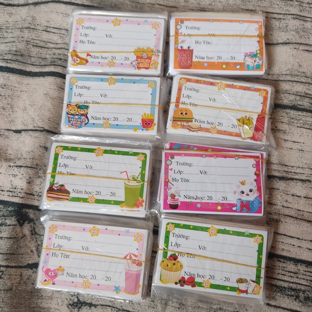 40 chiếc nhãn vở học sinh dành cho bé trai và bé gái