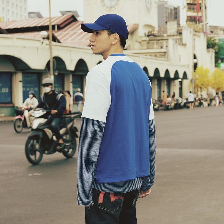 Áo thun tay ngắn cổ tròn trơn màu phối áo thun nam nữ unisex MEMS Rumble raglan