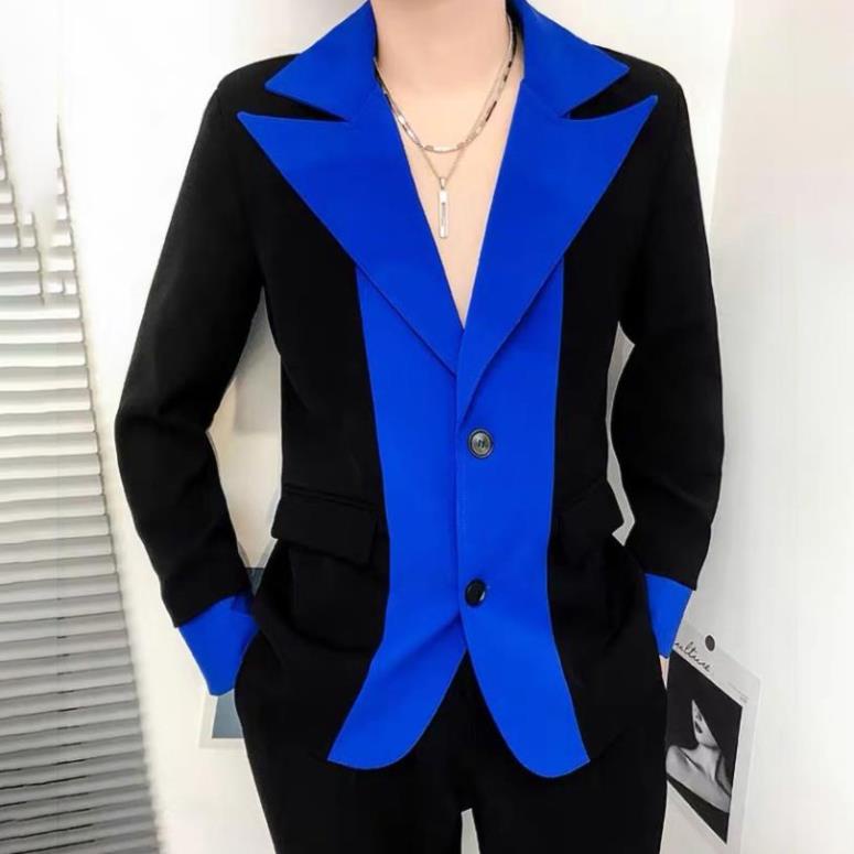 h Áo khoác Blazer nam, Áo Vest Blazer Phối màu Xanh Cô Ban nổi bật độc đáo phong cách Hot Trend trẻ trung Mã N44 . | BigBuy360 - bigbuy360.vn