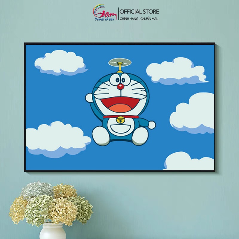 Tranh tự tô màu sơn dầu số hóa DIY size nhỏ cho trẻ em - Mã C021 Doraemon