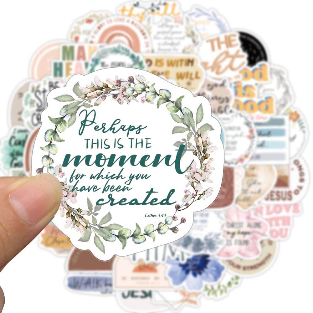 Bộ 50 sticker Câu Trích Dẫn Kinh Thánh Cho Laptop Ván Trượt PS5