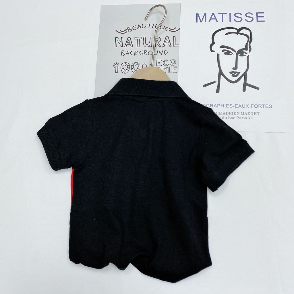 Áo cộc tay cho bé trai Áo polo họa tiết thêu nổi hàng QCCC  cho bé từ 10-25kg