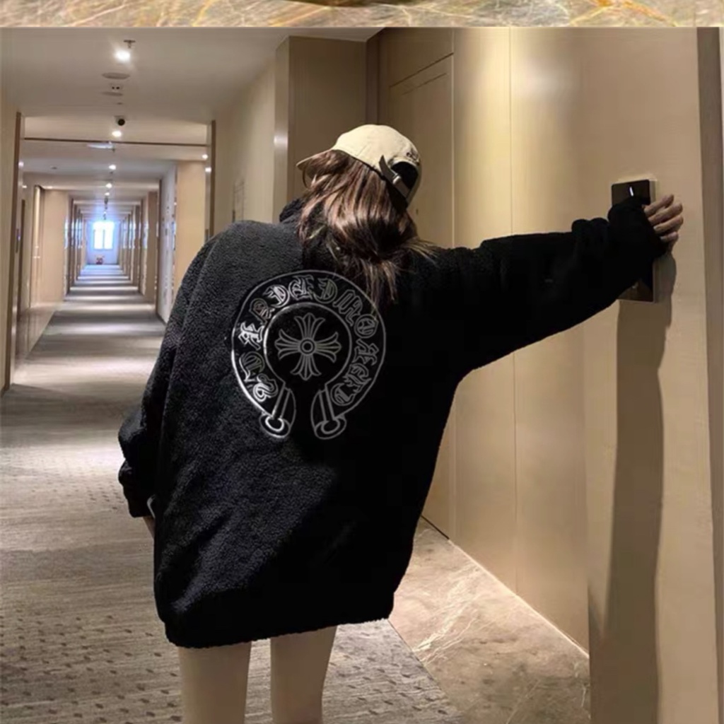 Áo Khoác, Áo Khoác Lông Chrome Hearts Dáng Rộng Unisex Cho Nam Nữ