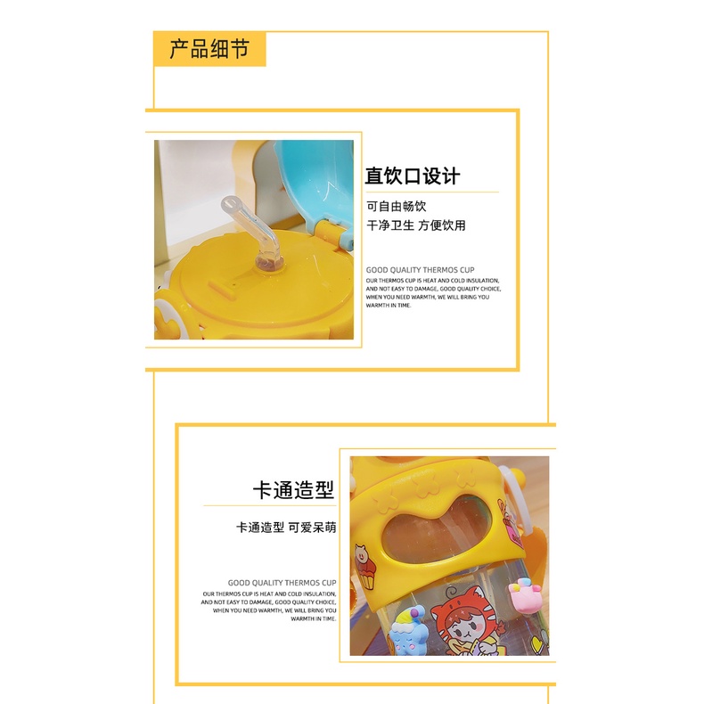 Bình Nước Gấu Khóa Bấm Chữ X 680ml Có Dây Đeo MÃ 1922