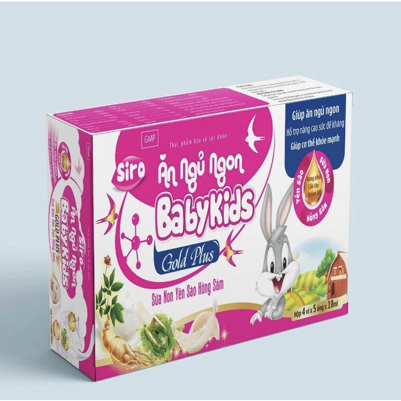 SIRO ĂN NGỦ NGON BABY KIDS GOLD PLUS. SỮA NON YẾN SÀO HỒNG SÂM. HỖ TRỢ NÂNG CAO SỨC ĐỀ KHÁNG, ĂN NGỦ NGON