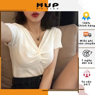 Áo thun kiểu xoắn ngực cổ tim bigsize MUP Bigsize AK05