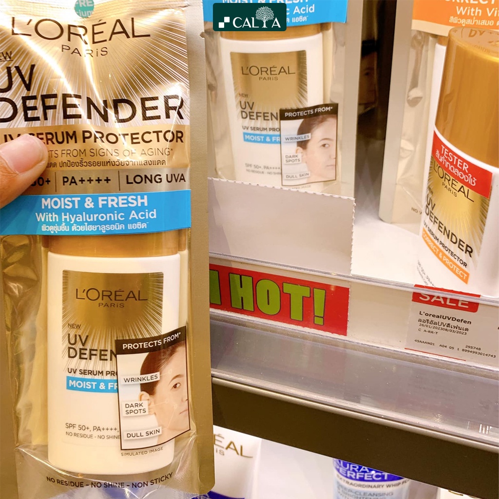 Kem Chống Nắng L'oreal Xanh Dương Dưỡng Ẩm Tươi Mát, Mềm Mịn Da - UV Defender Serum Moist &amp; Fresh SPF50+, PA++++ 50ml