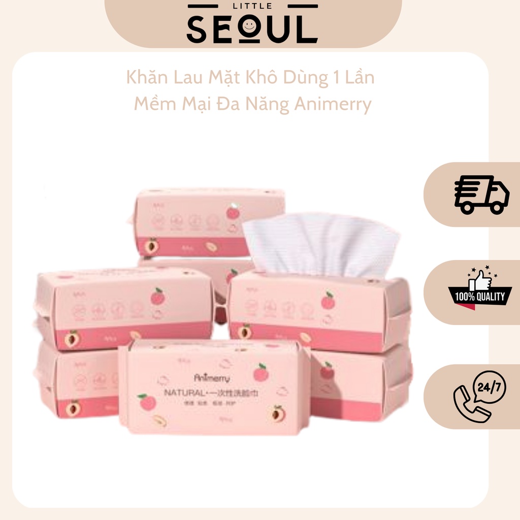 Khăn Lau Mặt Khô Dùng 1 Lần Mềm Mại Đa Năng Animerry, Khăn Tẩy Trang Cotton