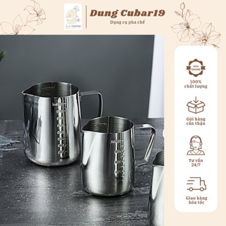 Ca đánh sữa inox 300ml - 600ml - 1000ml - 1500ml - 2000ml cao cấp, cốc đánh bọt sữa không gỉ
