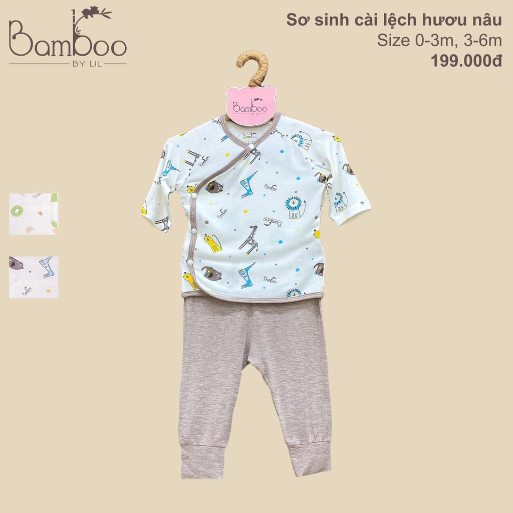 Bộ quần áo dài tay cài thẳng in họa tiêt cho trẻ 0-6m Bamboo by lil