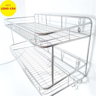 Kệ treo phòng bếp INOX cao cấp 2 tầng, kệ chén đĩa treo tường