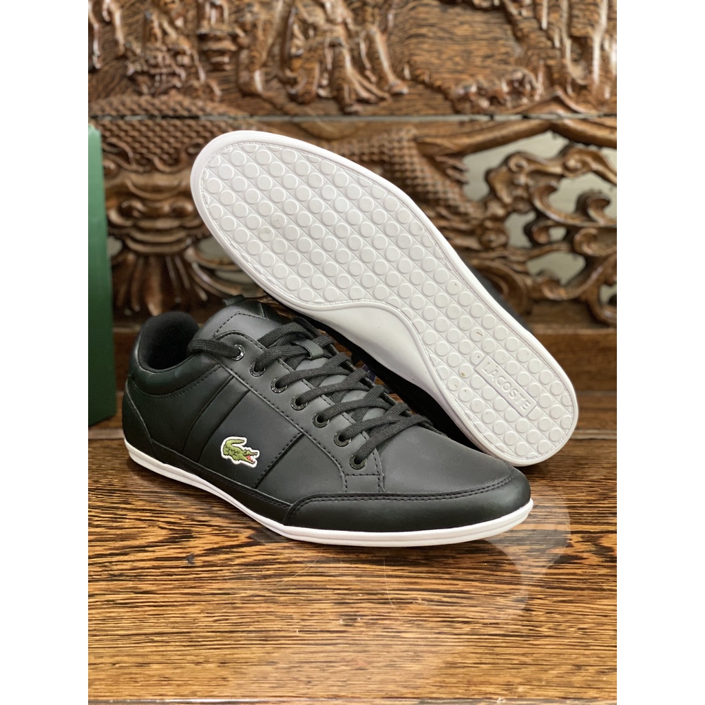Giày Lacoste Chính Hãng Nam Màu Đen Đế Trắng (Full Box)