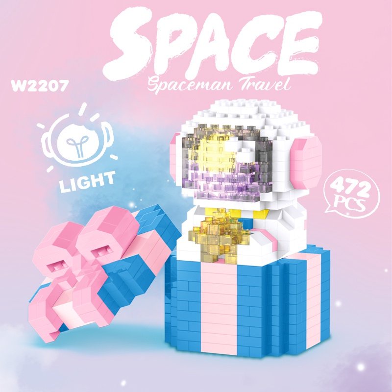 Lắp ráp Phi Hành Gia xếp hình Có Đèn, đèn ngủ, quà tặng sinh nhật lego mini SPACE BRICKS