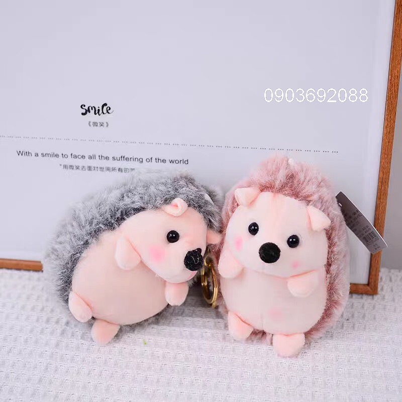 Móc Khóa Thú Nhồi Bông Con Nhím màu Bột Đậu Đỏ, Móc khóa xinh Ivy Store, Thú Nhồi Bông HCM
