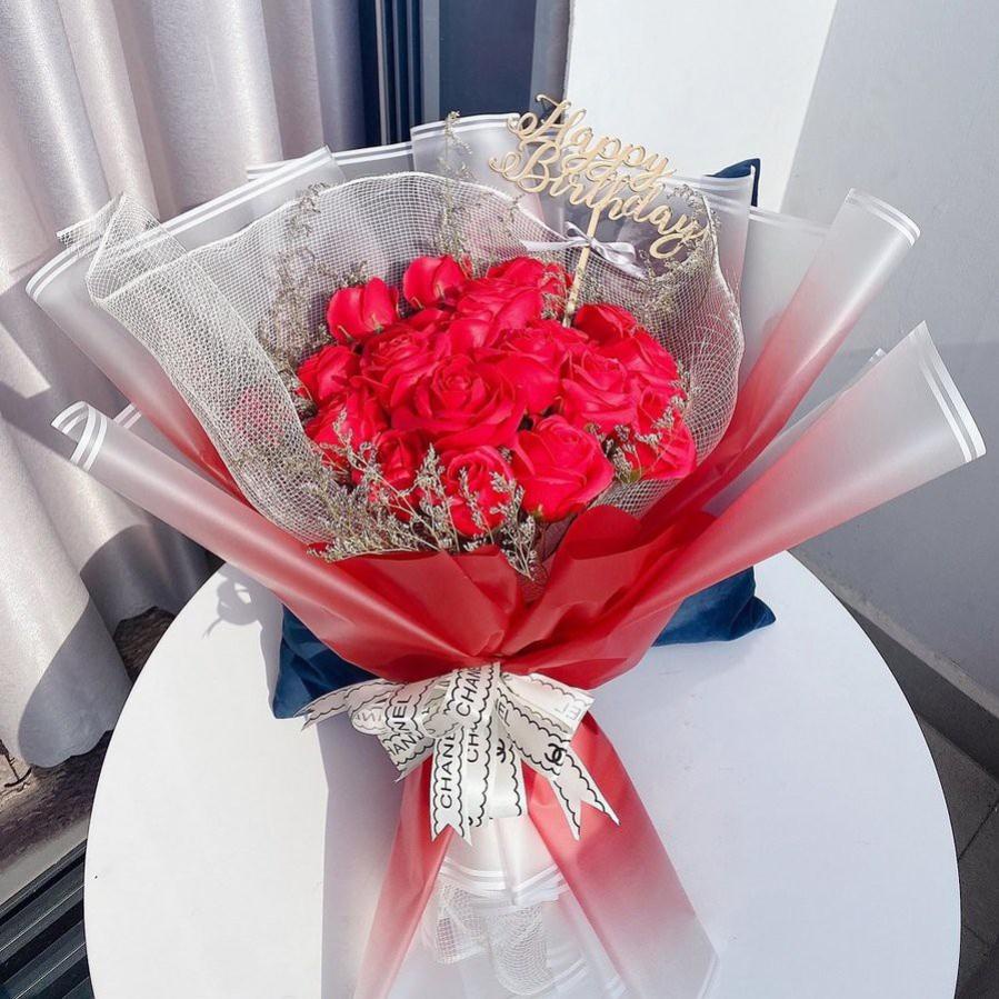 Bó 20 hoa hồng sáp thơm - Đỏ rực rỡ - Quà tặng cho dịp sinh nhật, màu sắc tươi tắn, lưu hương lâu - Bó hoa sáp cao cấp