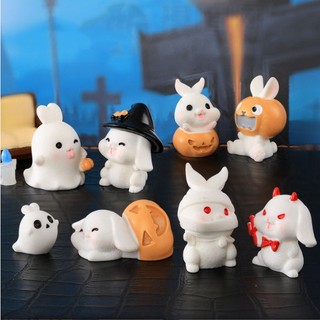 Mô hình thỏ trắng Halloween dễ thương trang trí tiểu cảnh, decor terraium