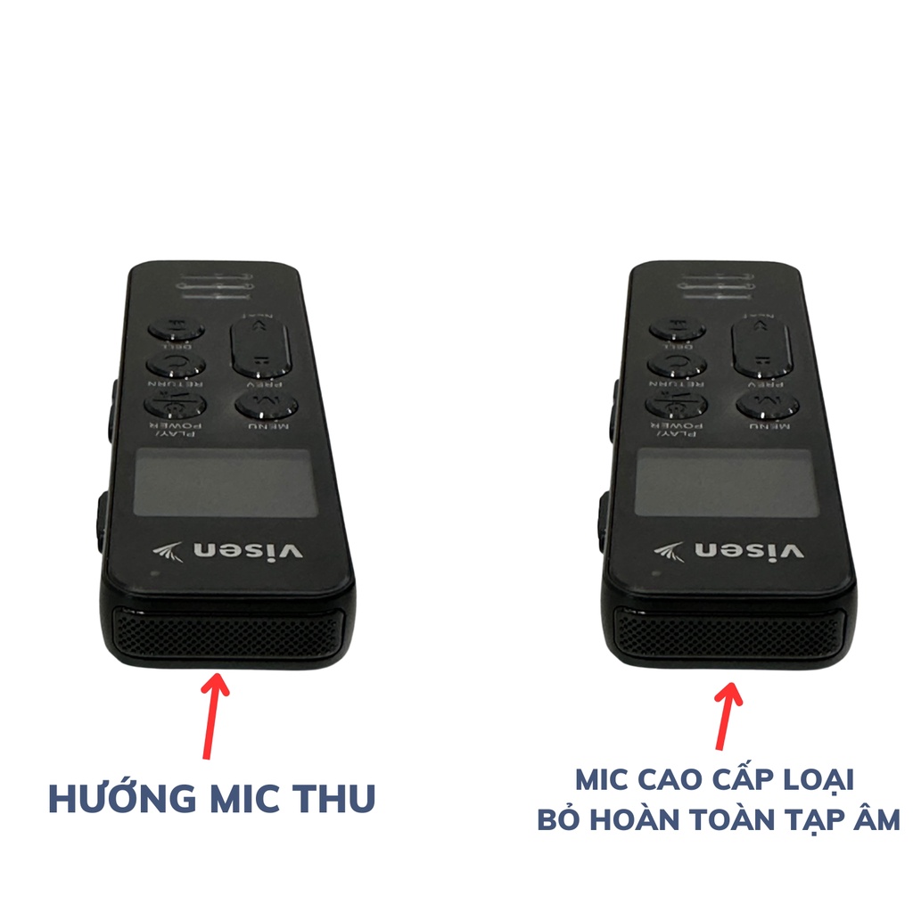 Máy ghi âm Visen V8 pro  thương hiệu hàn quốc dung lượng 128GB, thời gian pin ghi liên tục lên tới 5 ngày bảo hành 5 năm