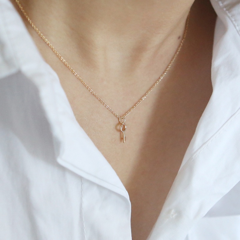 Vòng cổ bạc 925 mạ vàng mặt chìa khoá tối giản bạc 925 màu gold
