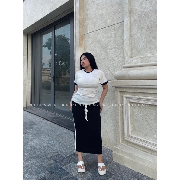 Set áo thun gân + chân váy hoac quan 55-90kg