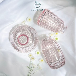 Bộ 3 Bình Thủy Tinh Sọc Mini CUP & VASE Quà Tặng Trang Trí Phong Cách Hàn Quốc G082